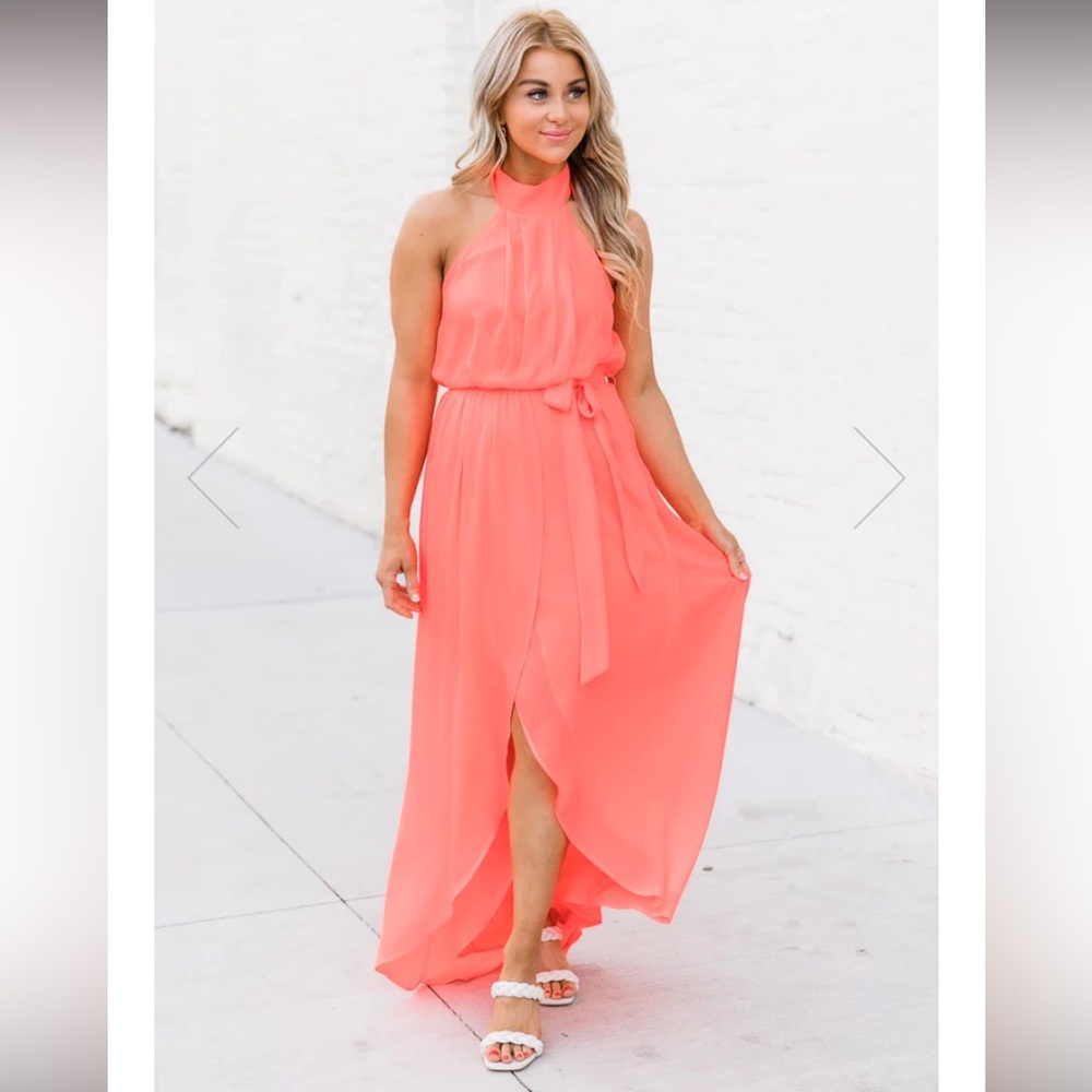 Pink lily coral maxi dress
